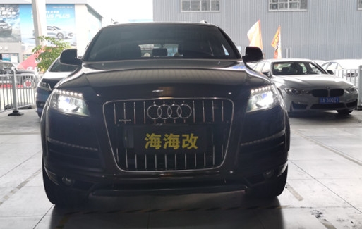 奥迪q7原车透镜氙气灯老化衰竭，升级kus激光大灯